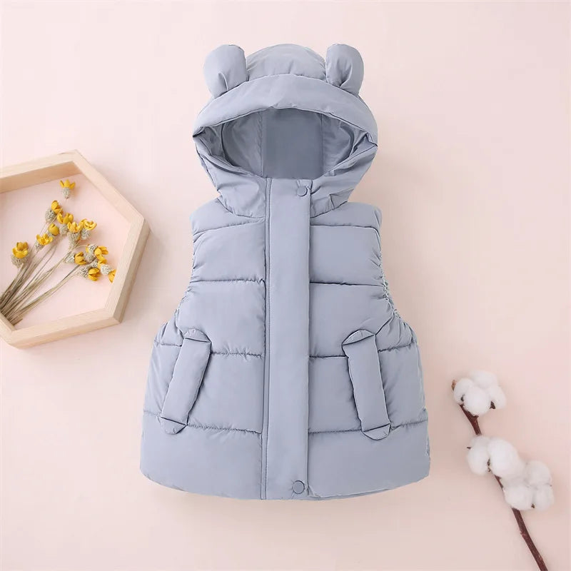 Toddler Hooded Cotton Padded Vests (1Yrs-7Yrs)