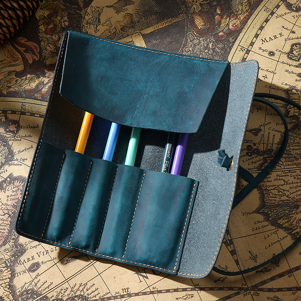 Vintage Cowhide Multifunctional Pencil Case