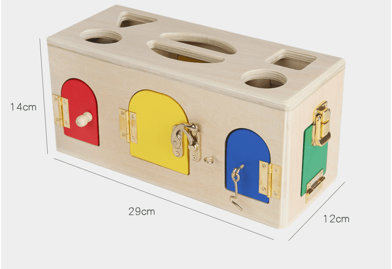 Educational Shape Lock Box Wooden Toy for Preschool Kids