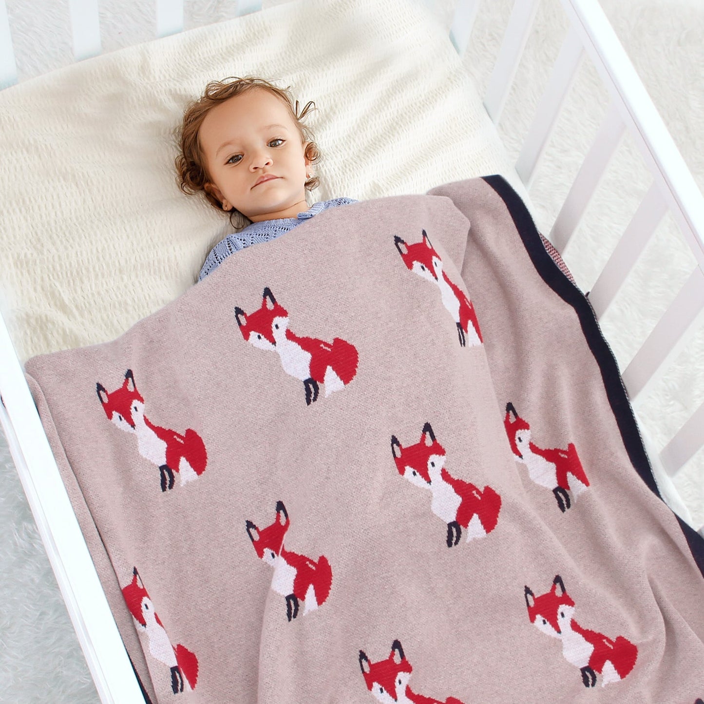 Baby Blanket Cartoon Fox Knitted Blanket