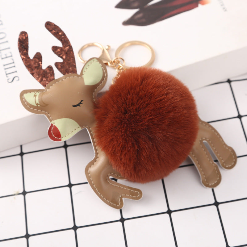 PU Christmas Plush Ball Keychain