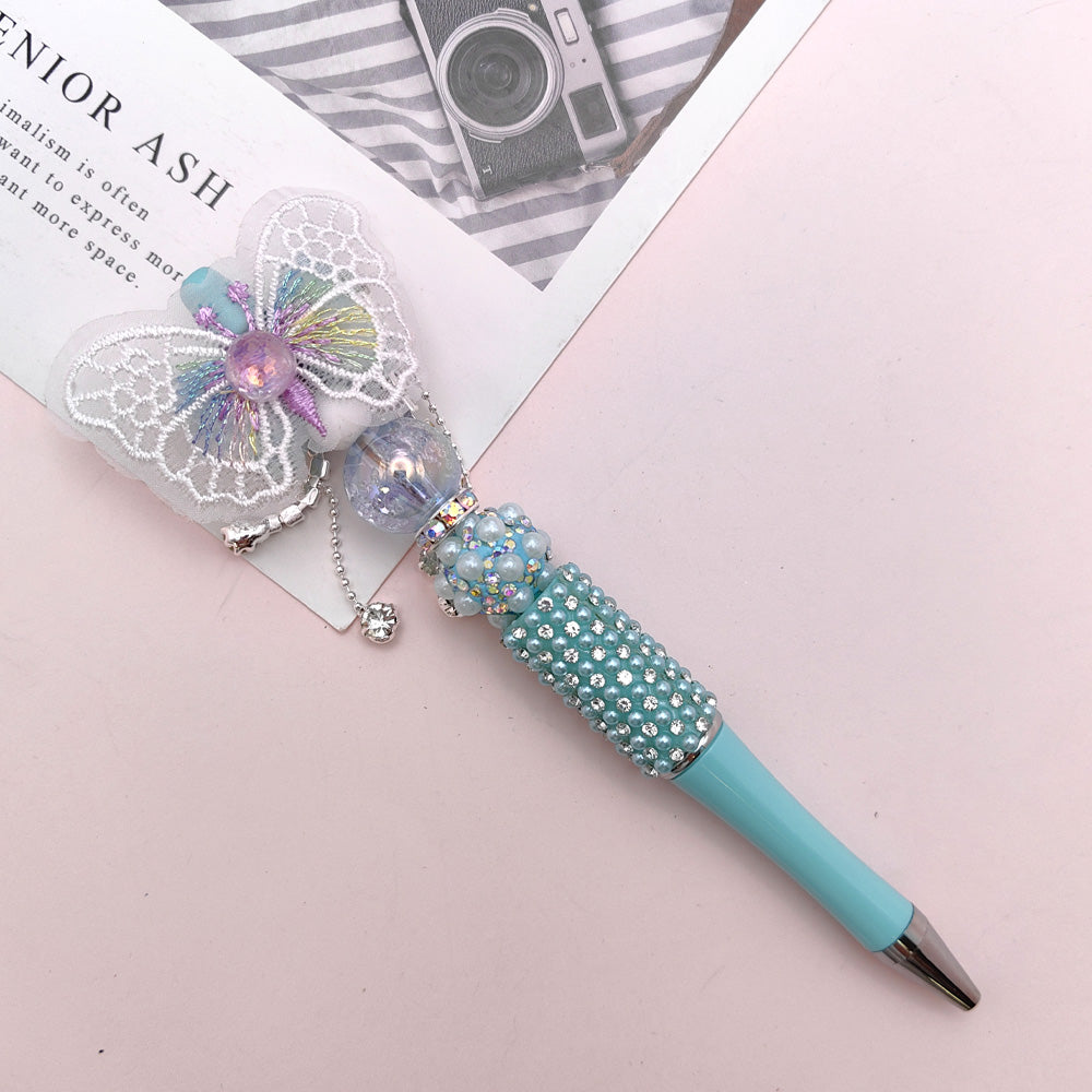 Beaded Pen Pearl Rhinestone Bow Lace Pen Handmade