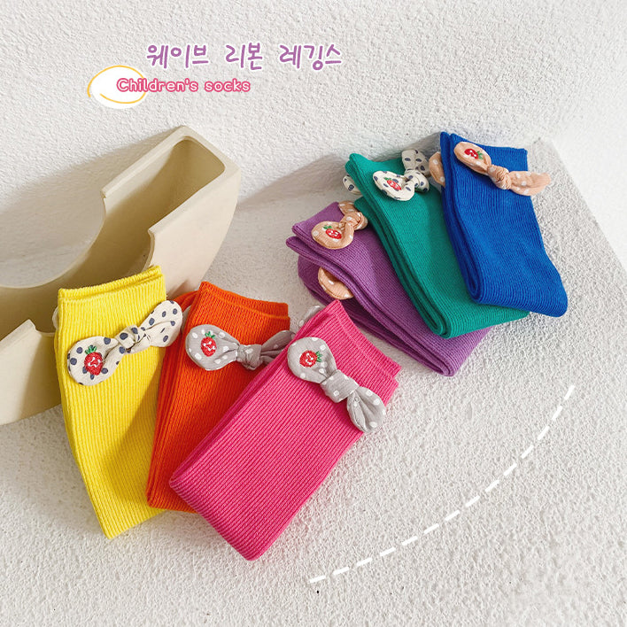 Girls Polka dots Bow Accessories Solid Color Socks