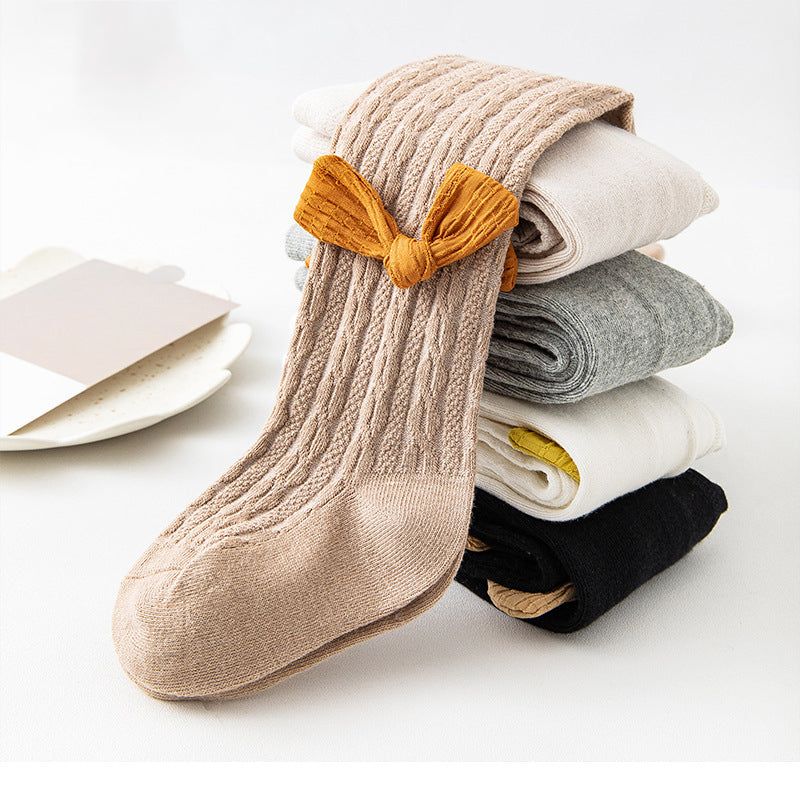 Girls Solid Color Bow Accessories Socks