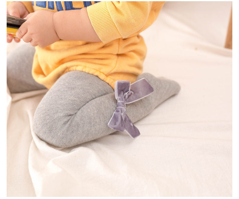 Girls Solid Color Bow Accessories Socks Wholesale 22030228