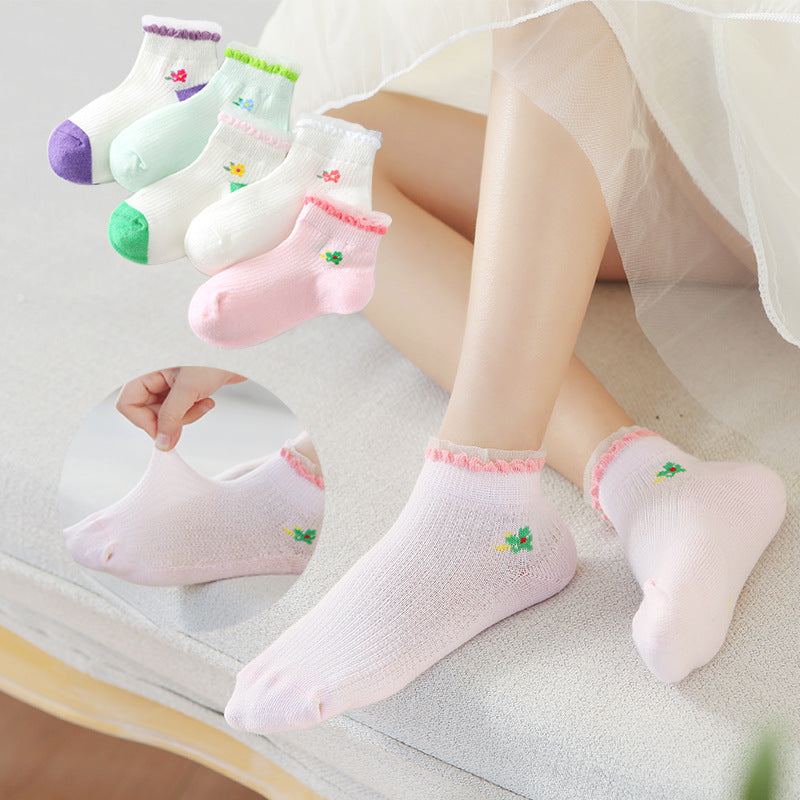 Girls Flower Lace Print Accessories Socks