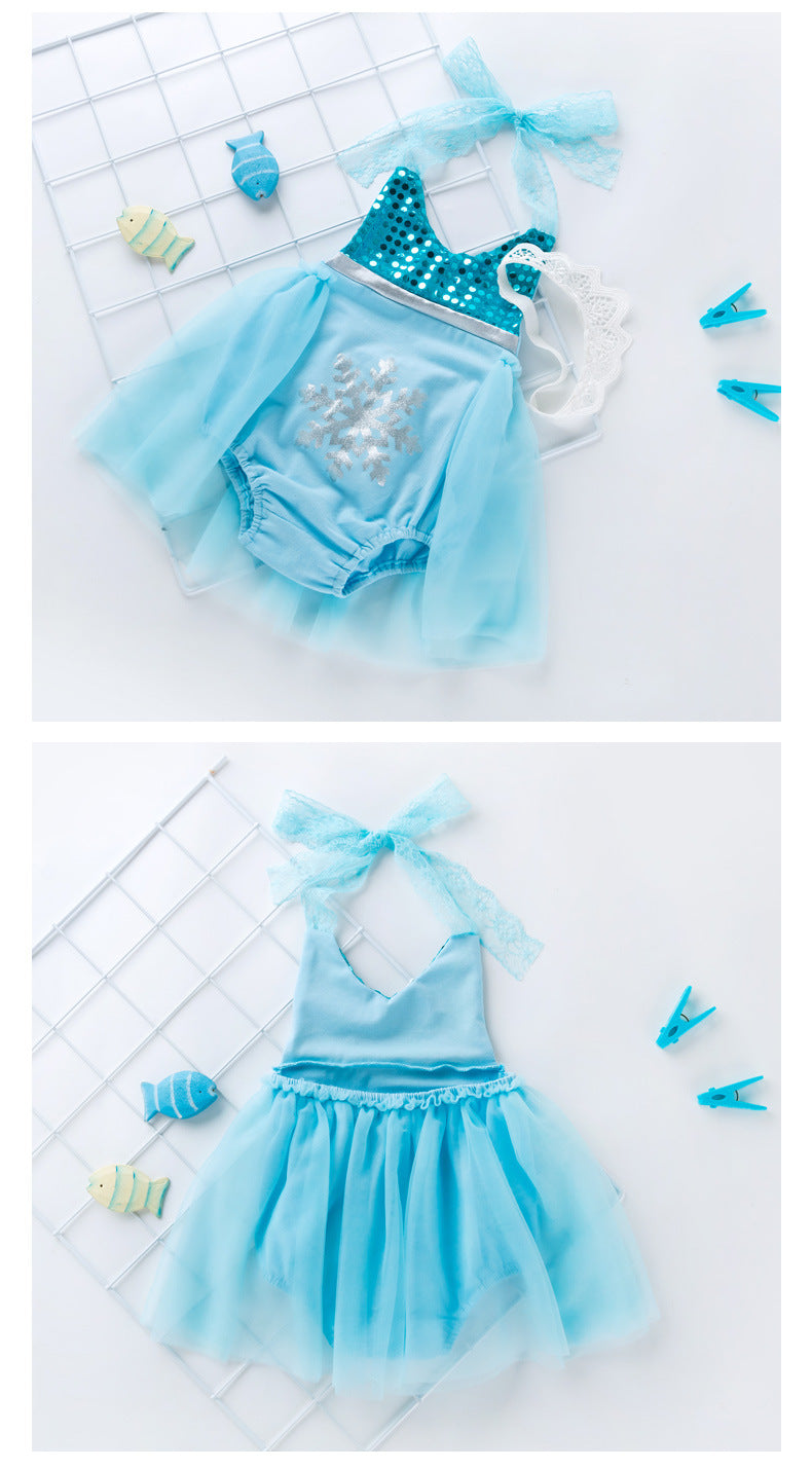 Baby Girls Embroidered Print Rompers And Headwear