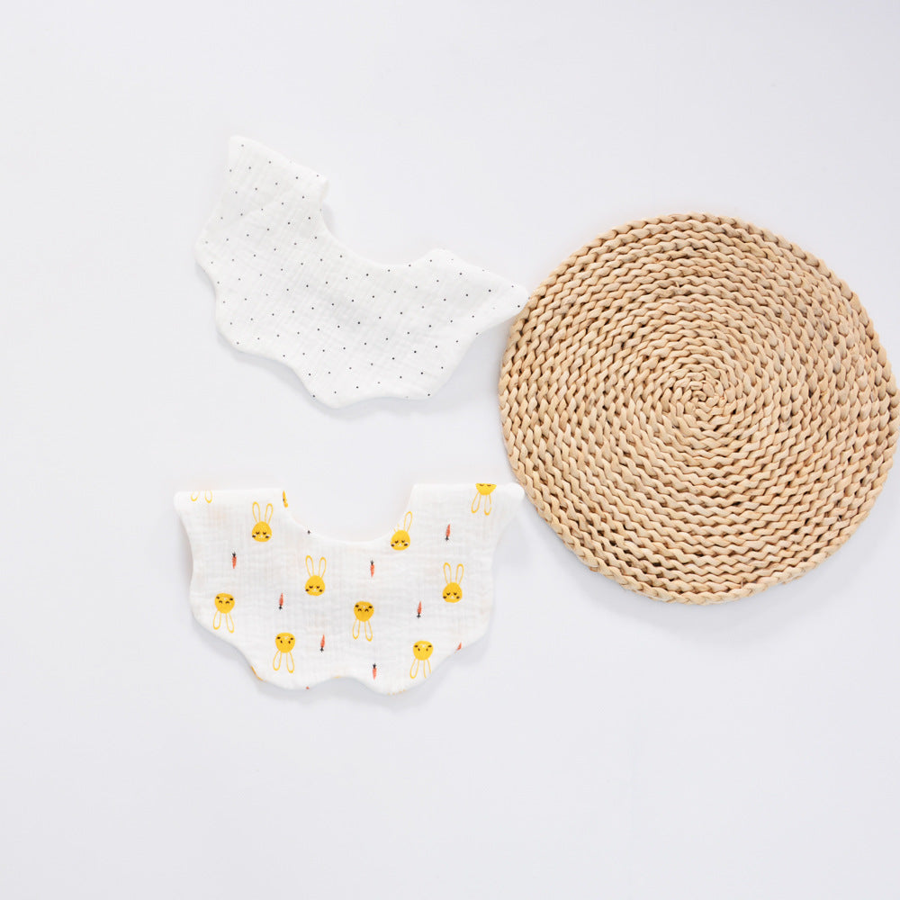 Unisex Polka dots Cartoon Print Baby Bibs