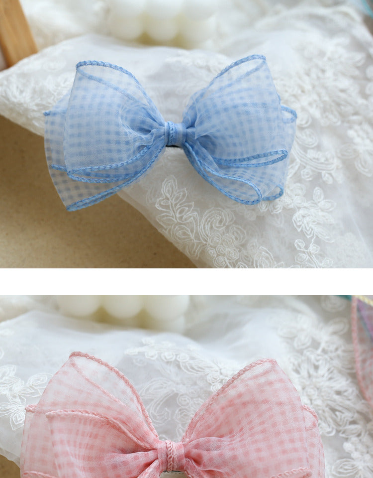 Girls Checked Bow Accessories Headwear