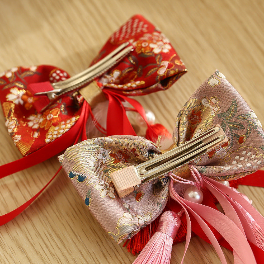 Girls Flower Bow Embroidered Accessories Headwear