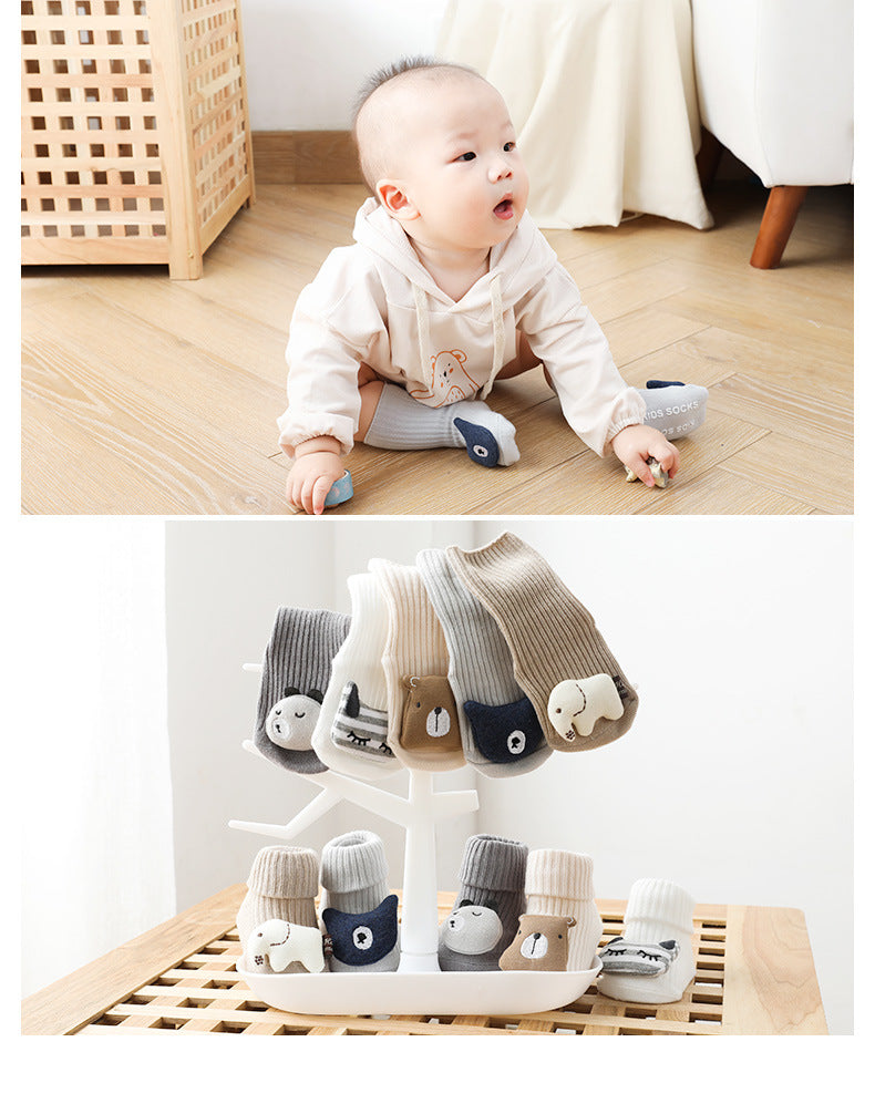 Unisex Animals Cartoon Muslin&Ribbed Accessories Socks