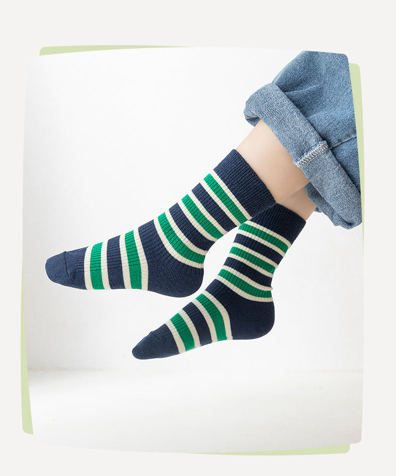 Unisex Striped Color-blocking Embroidered Accessories Socks