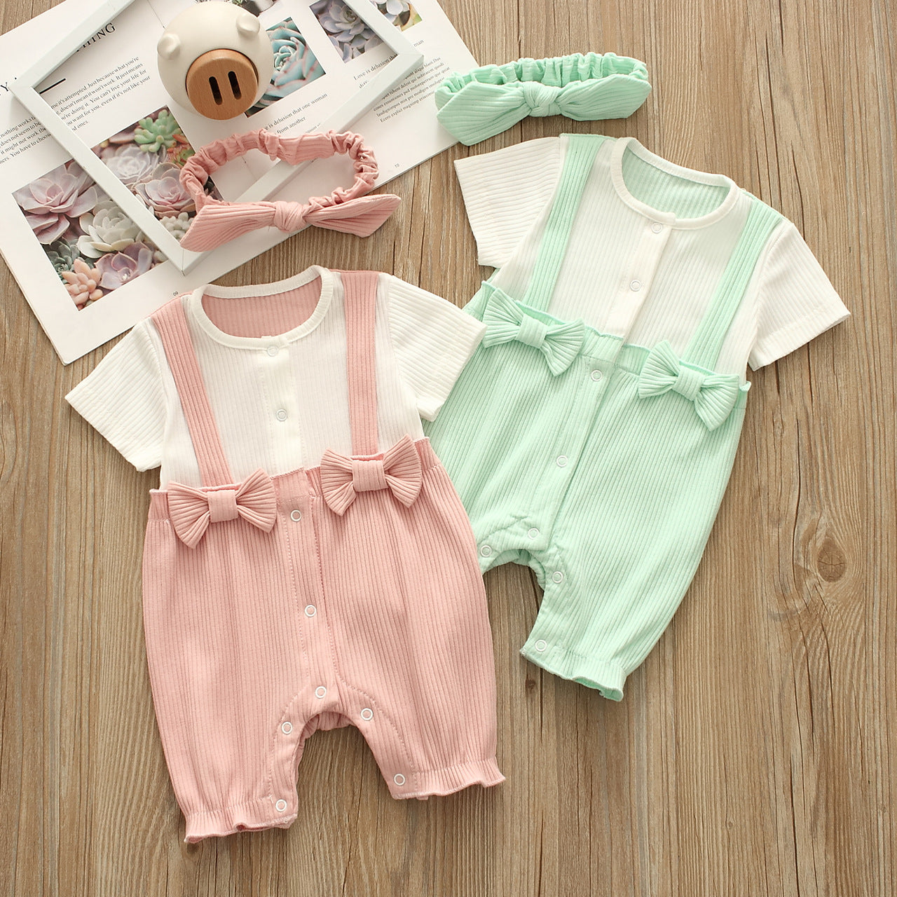 Baby Unisex Solid Color Bow Rompers Accessories Headwear