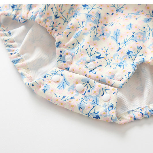 Baby Girls Flower Print Rompers Accessories Headwear Wholesale 221221329