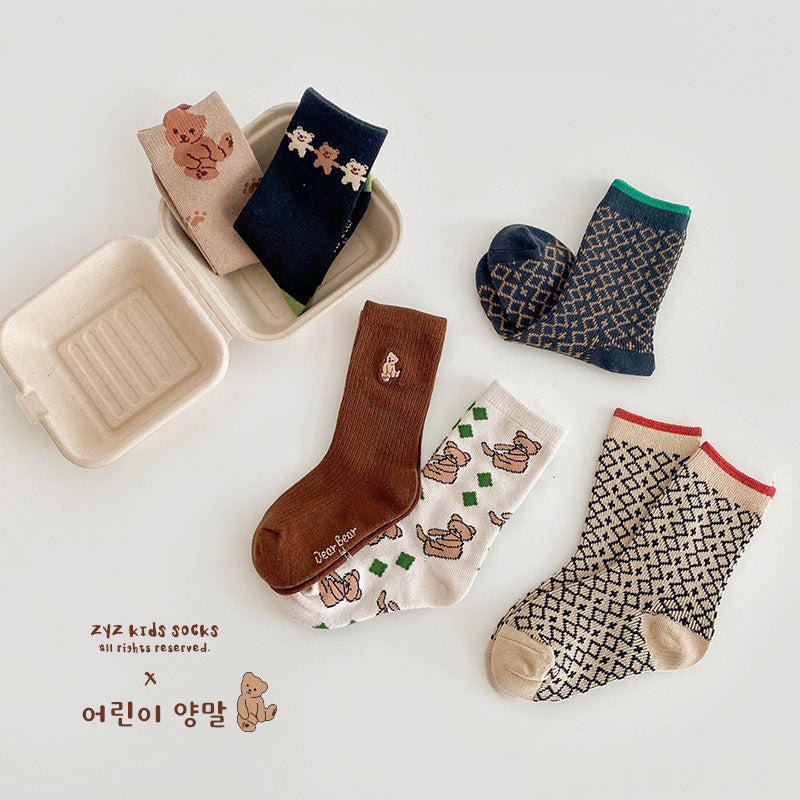 Unisex Checked Cartoon Accessories Socks Wholesale