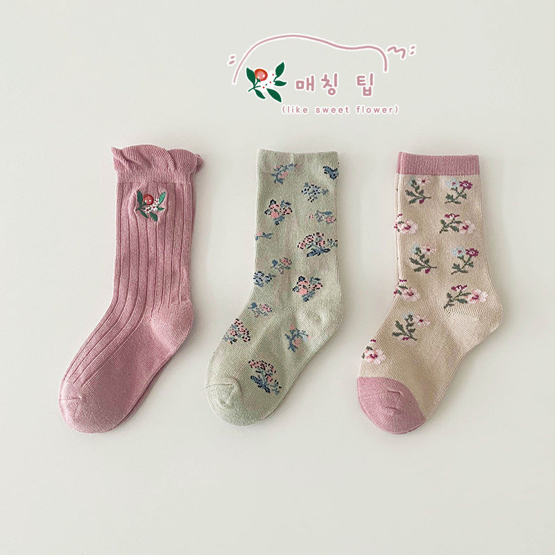 Girls Flower Embroidered Accessories Socks Wholesale 230114324
