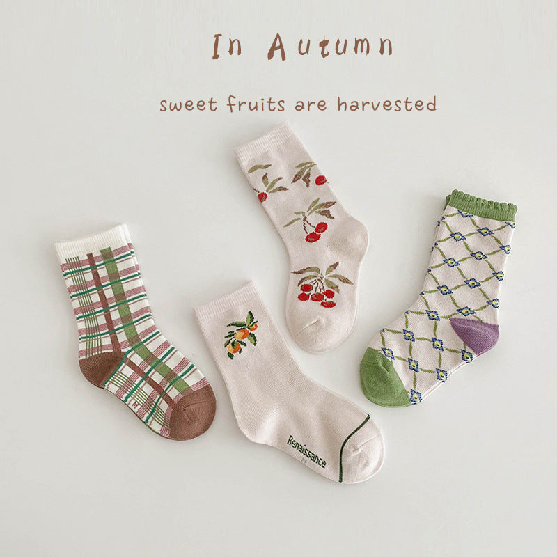 Unisex Fruit Checked Accessories Socks Wholesale