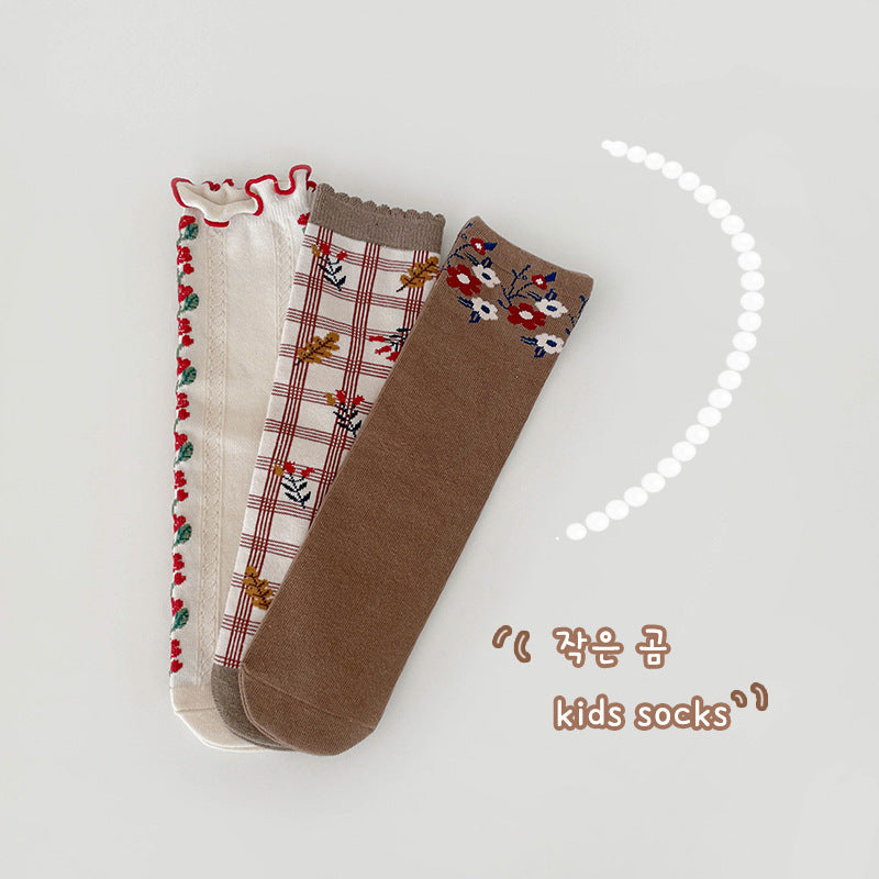 Unisex Flower Checked Accessories Socks Wholesale