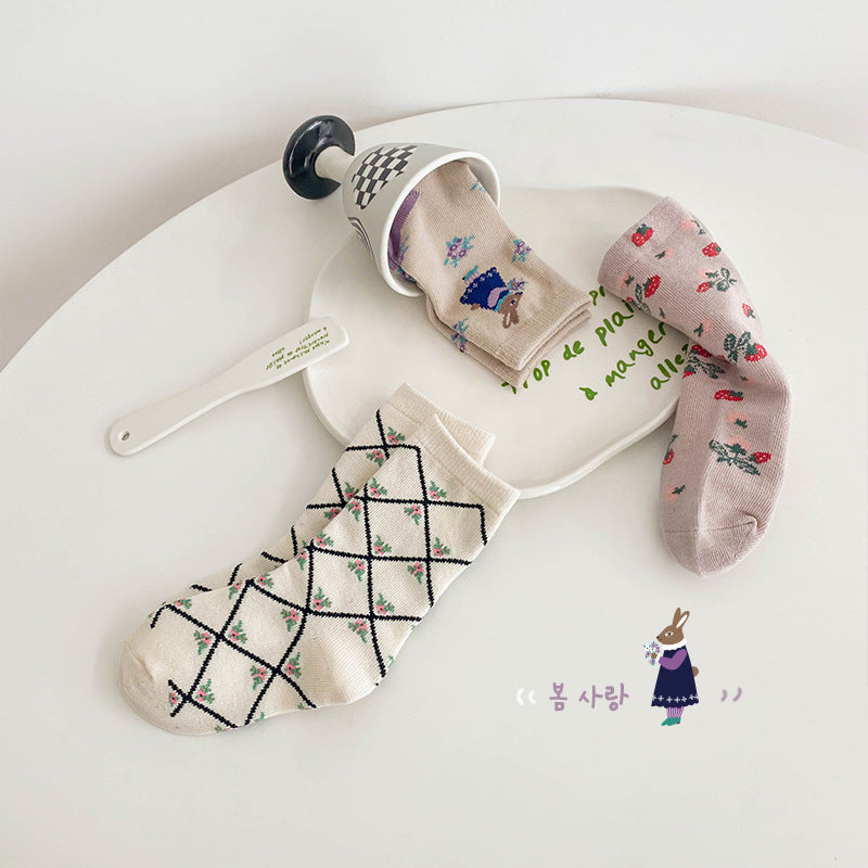 Girls Fruit Cartoon Print Accessories Socks