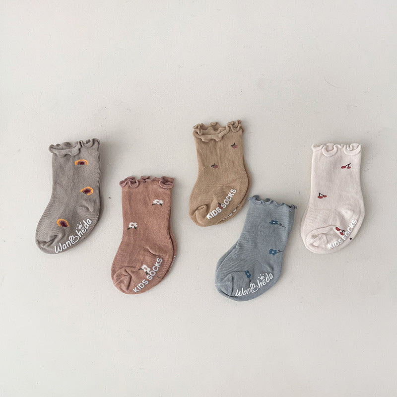 Baby Kid Girls Flower Fruit Print Accessories Socks