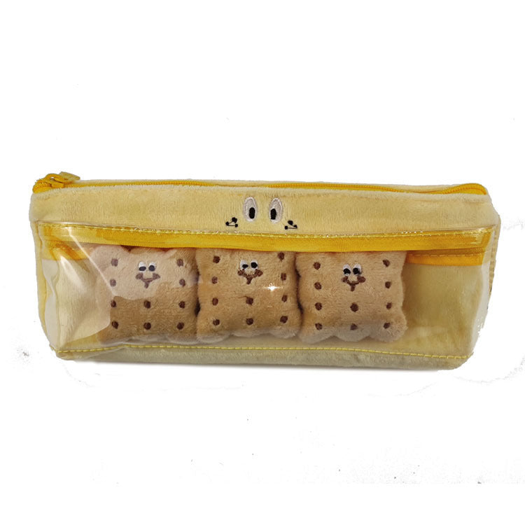 Double Layer Snack Sandwich Cookies Plush Pencil Bag