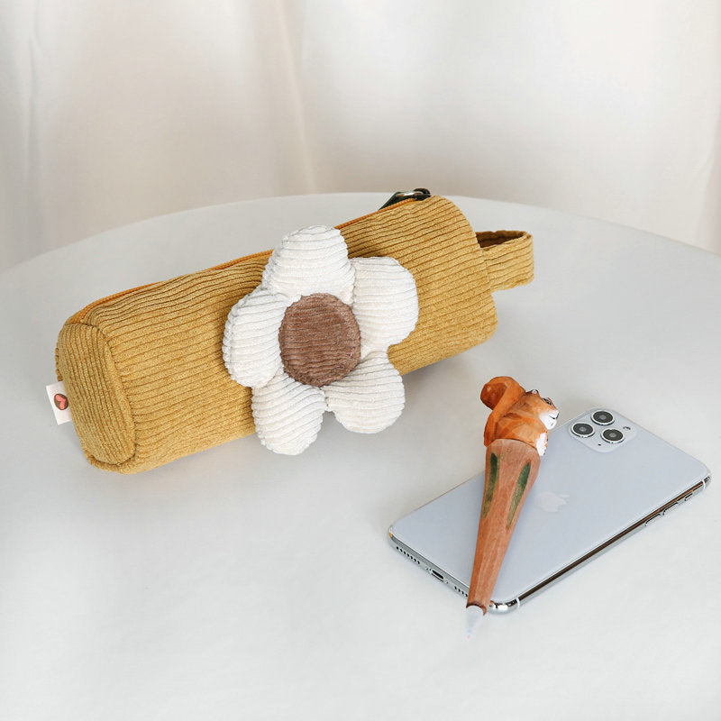 Corduroy Daisy Pencil Bag