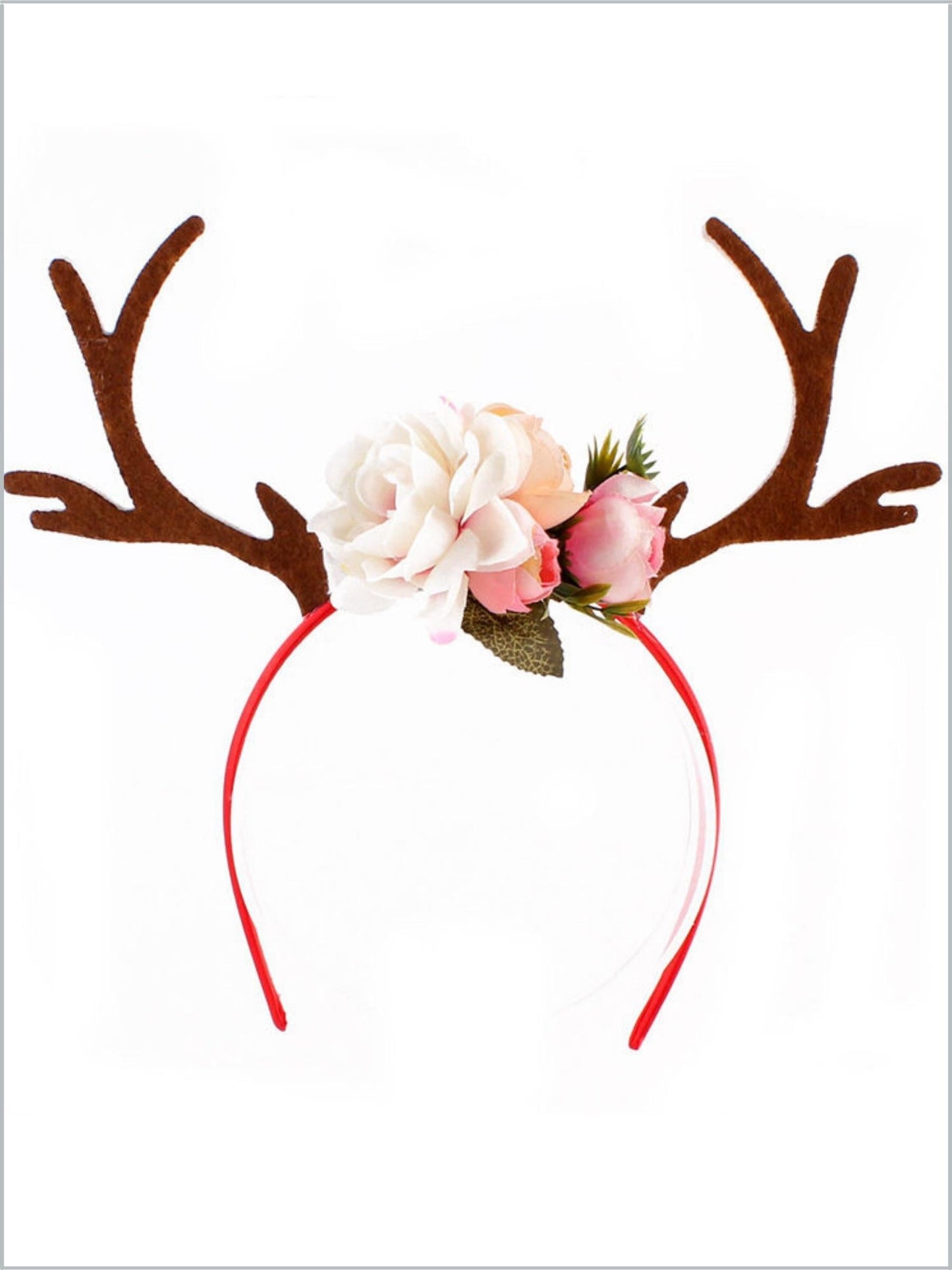 Girls Reindeer and Flowers Holiday Headband