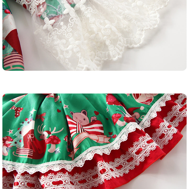 Baby Kid Girls Flower Bow Christmas Dresses Headwear