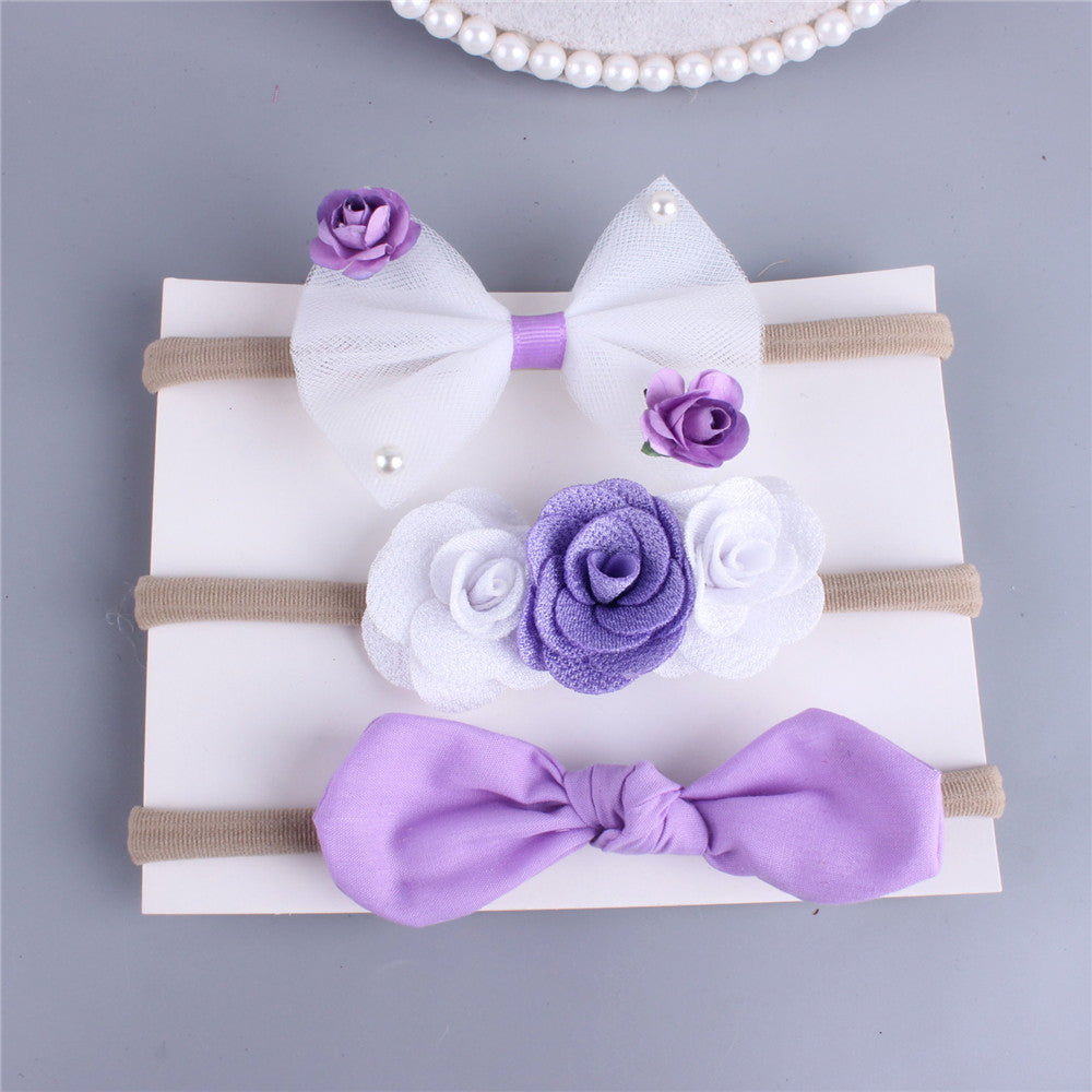 3-Pack Girl Flower Bow Headbands