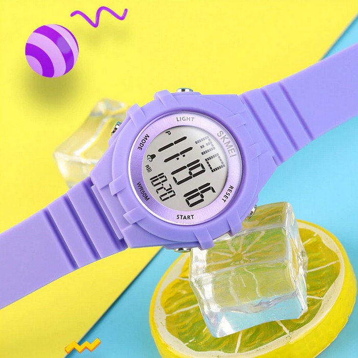 Sportswear Digital Girl's Watch With Pale Pink Silicone Strap