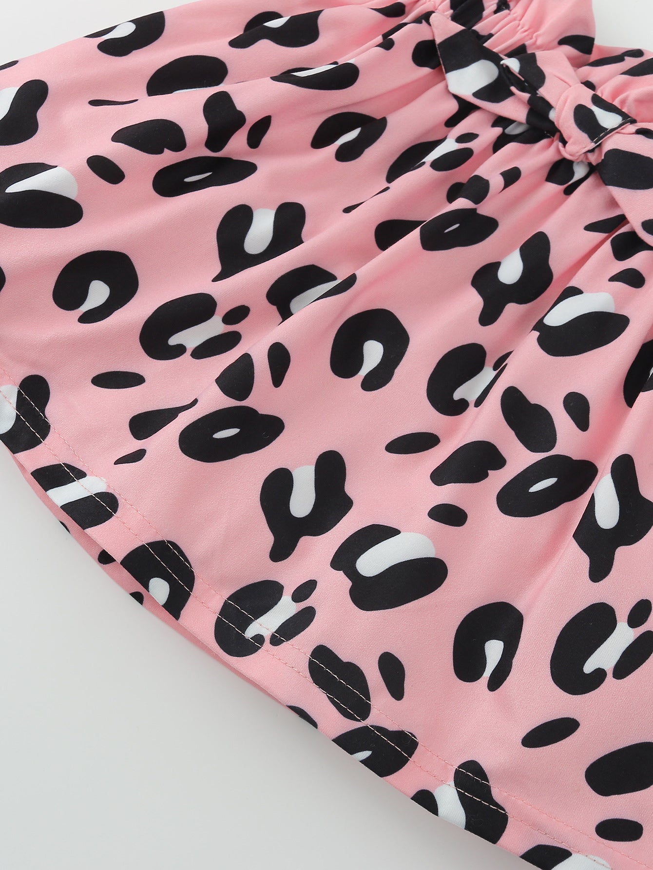 3 Pieces Set Baby Girls Leopard Bow Skirts And Headwear