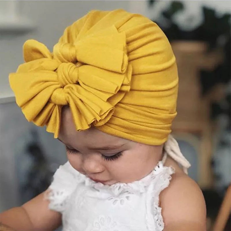 Trio Ruffle Bow Turban / Caps