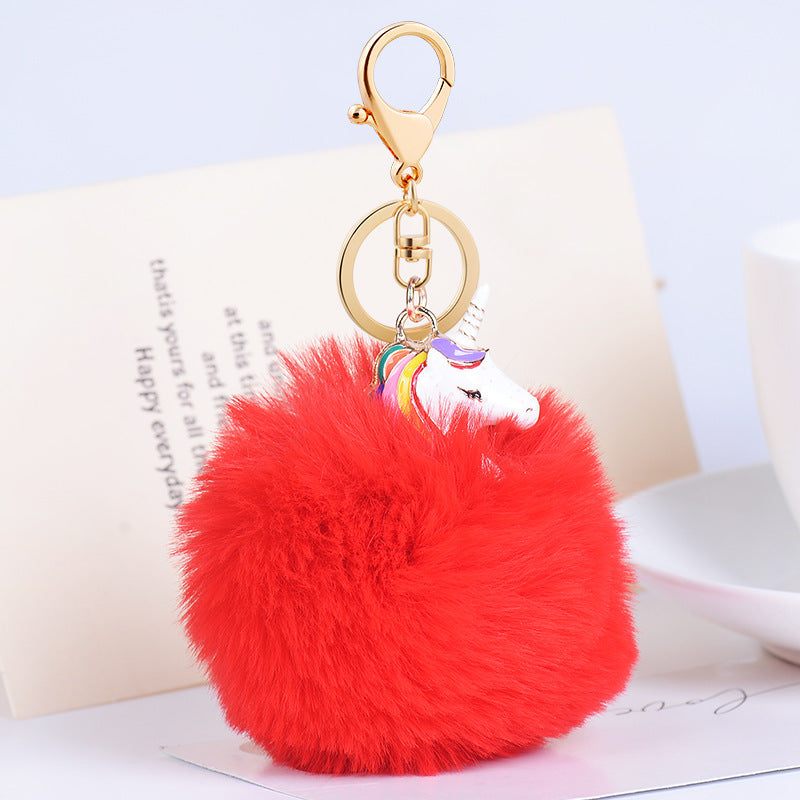 Plush Pendant Creative Unicorn Fashion Metal Keychains