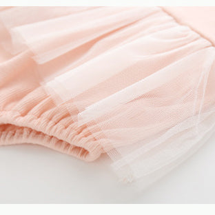 Baby Girls Color-blocking Bow Lace Rompers Headwear