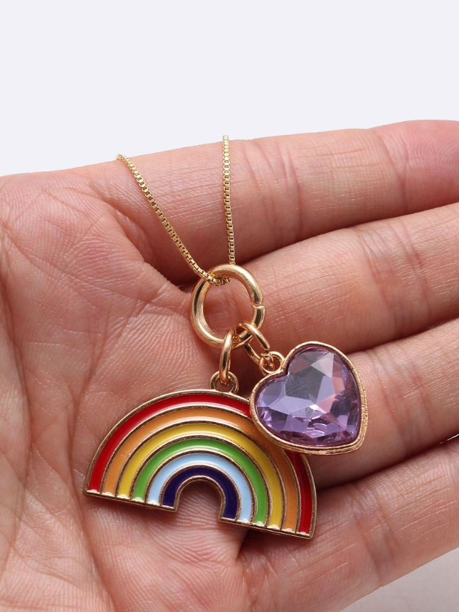Girls Rainbow Charm Necklace