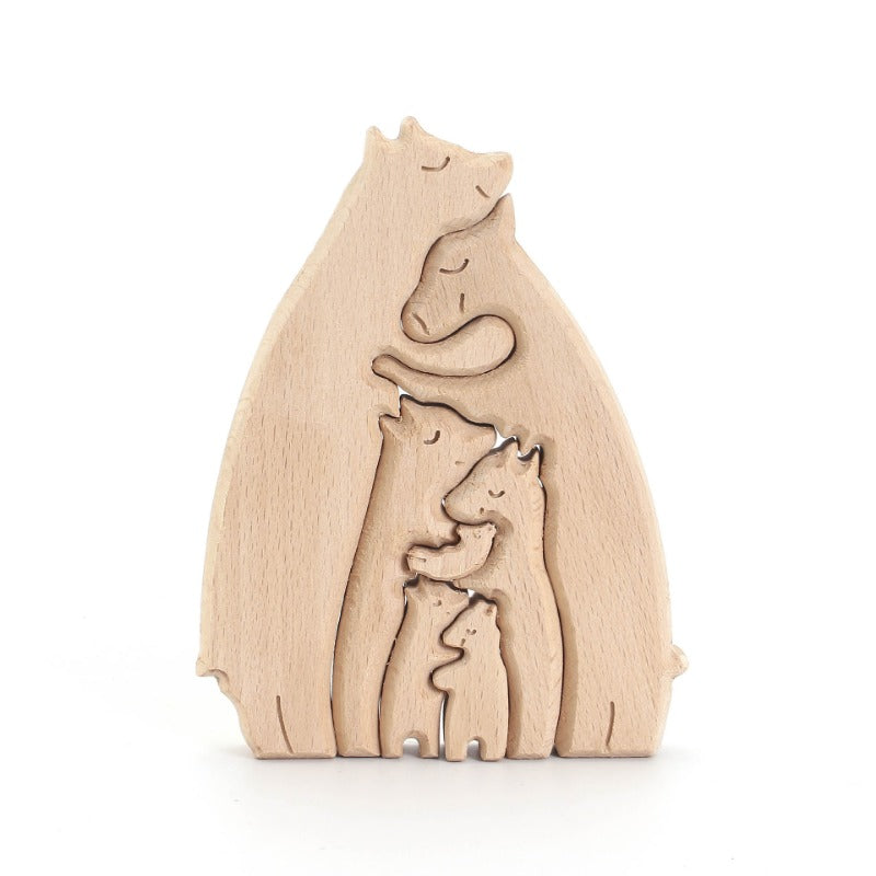 Mother's Day Teddy Bear Family Wooden Ornaments