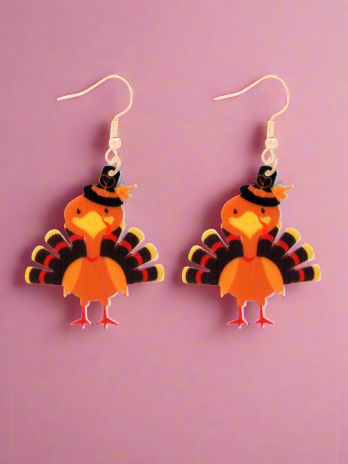 Girls Gobble-Worthy Trinkets Turkey Hook Earrings