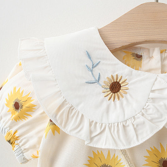 Full Body Chrysanthemum Lapel Cotton Skirt