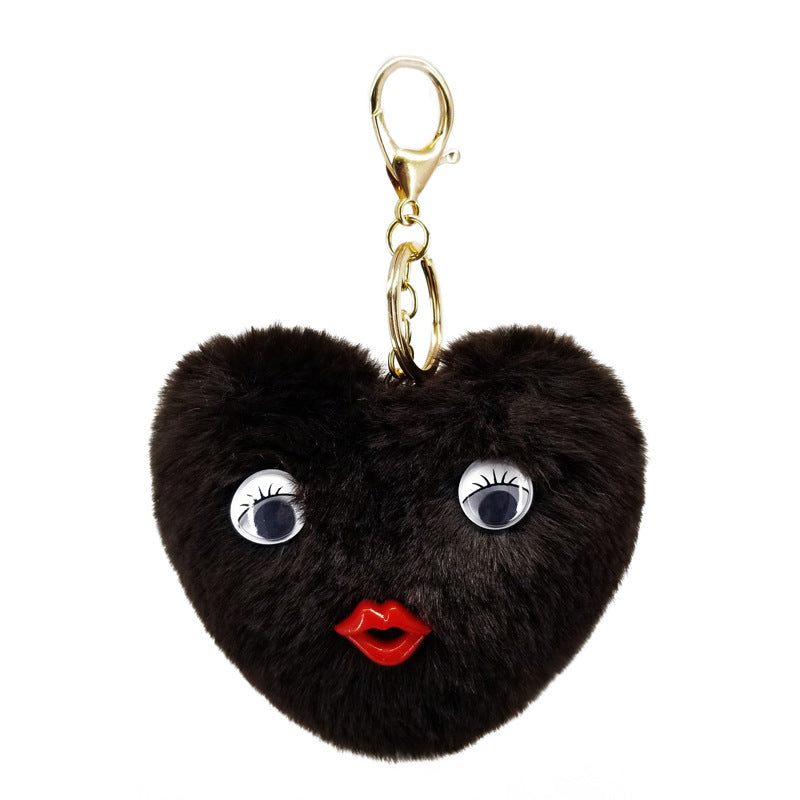 Alloy Cute Love Fur Ball Key Chain