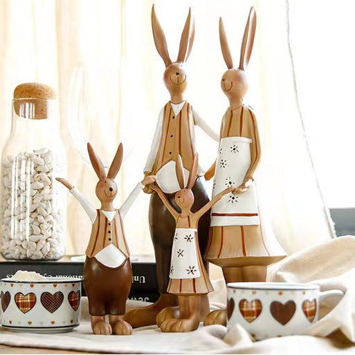 Resin Family Four Rabbit Decoration