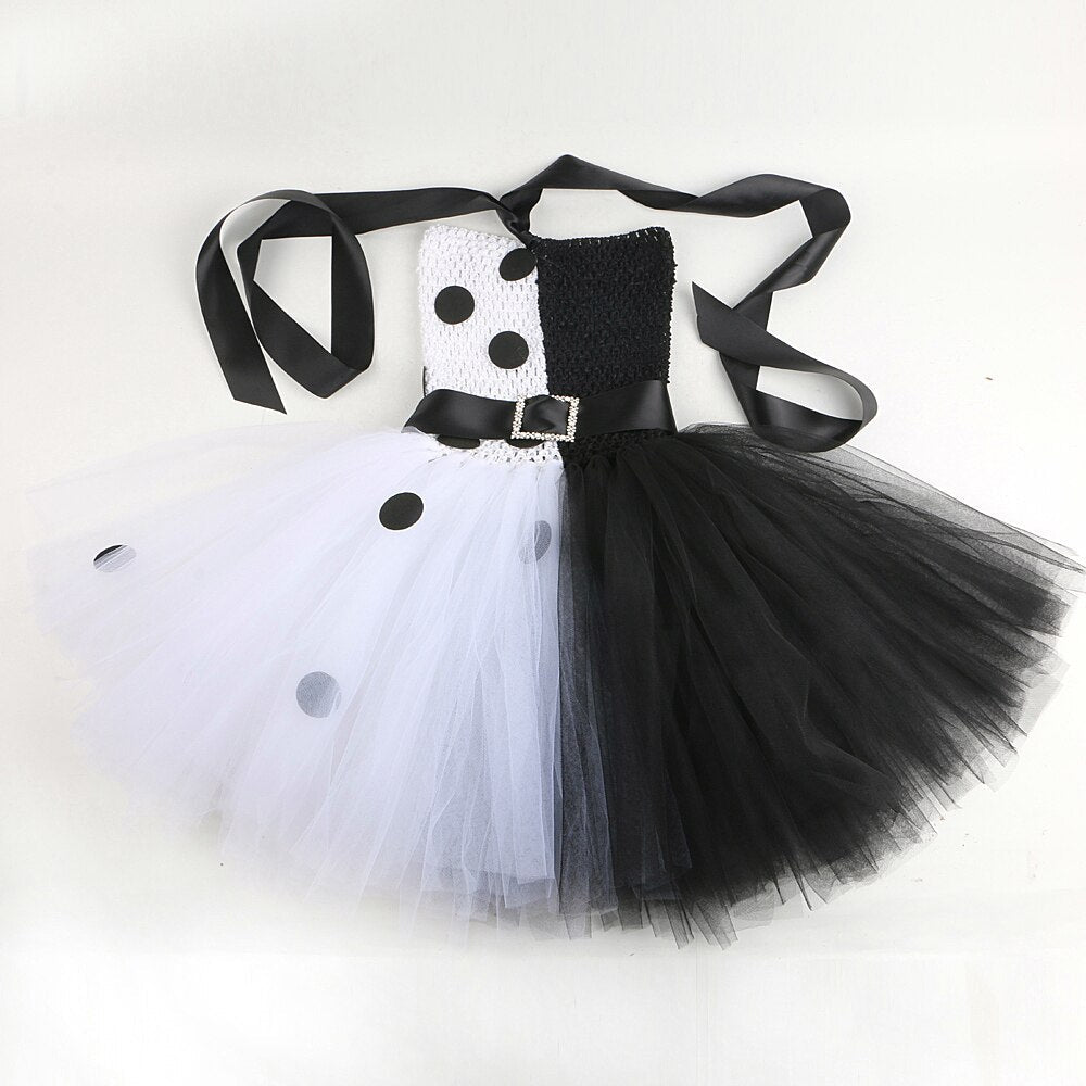 Dalmatian Black and White Halloween Tulle Dress Costume Set