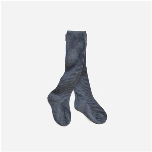 Solid Cotton Knitted Girls' Tights - Cozy Leggings for Kids