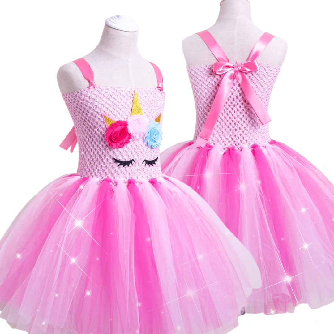 Glowing LED Light Unicorn Girls Party Tulle Dress