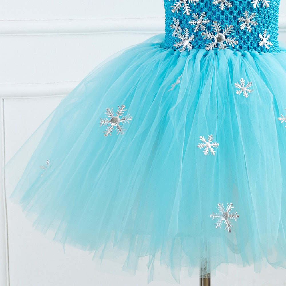 Crochet Top Snow Flakes Ice Princess Costume Tutu Dress Set