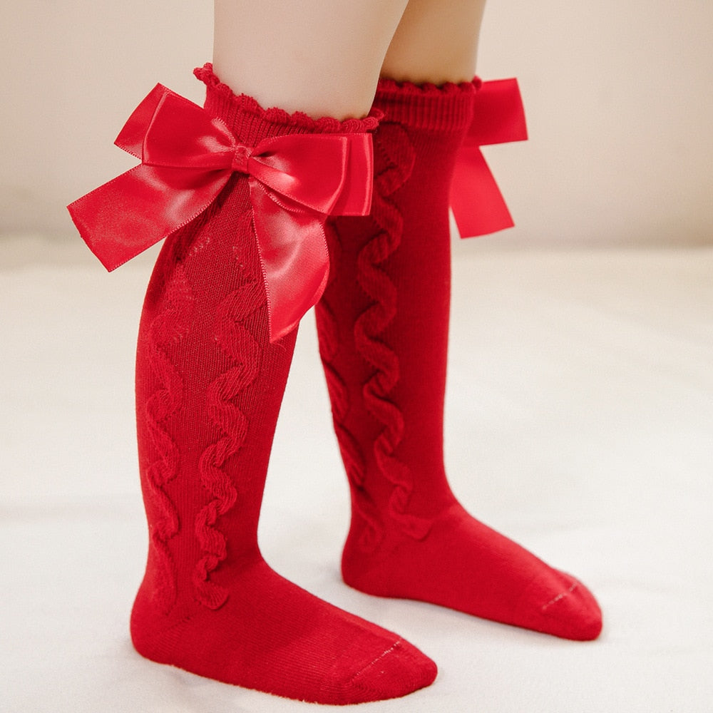 Socks of Cotton With Big Bow Soft For Girls