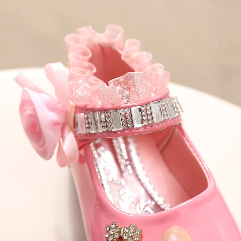 Cute Bowknot Rhinestone Flower Shoes (3-11 Years)