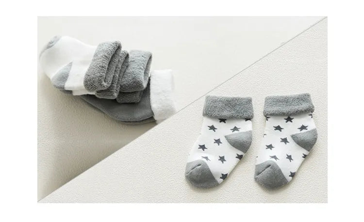 5 Pairs Thicken Cartoon Comfort Cotton Newborn Socks