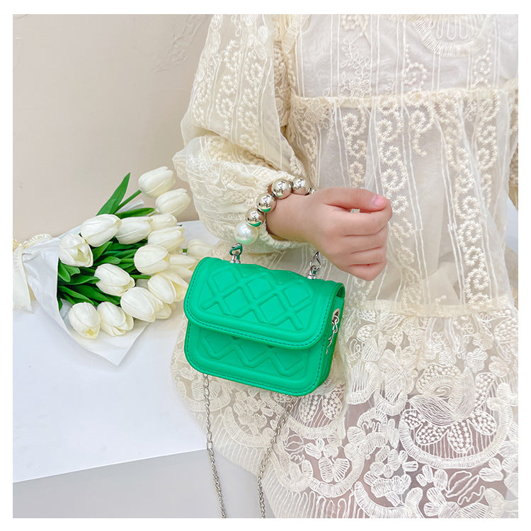 Cute Beaded Handle Mini Shoulder Purse.