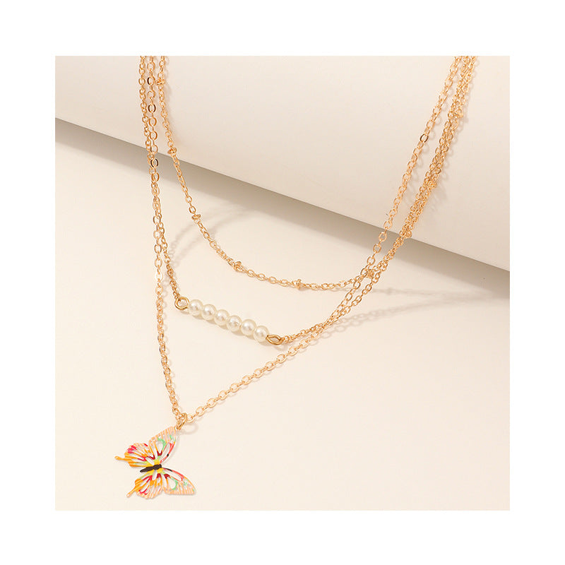 Kid Girl Metal Butterfly Multilayer Necklace Wholesale 61463098