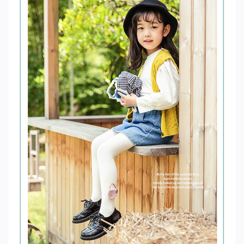 Little Girl Embroidered Flower Basket Pantyhose